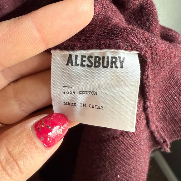 Alesbury Mens Cotton Hoodie Sweater Pullover in Maroon Size Large - Picture 2 of 5